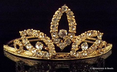 "Georgia" Tiara - Gold/Crystal 40mm high